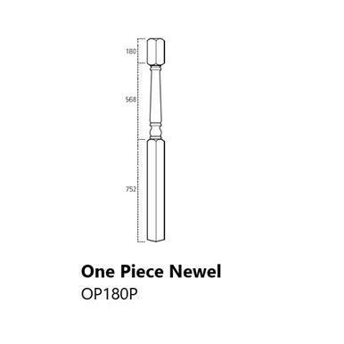 One Piece Newel 180 x 91 mm Pine PEFC OP180P